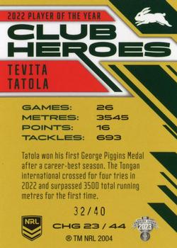 2023 NRL Traders Titanium - Club Heroes Gold #CHG23 Tevita Tatola Back